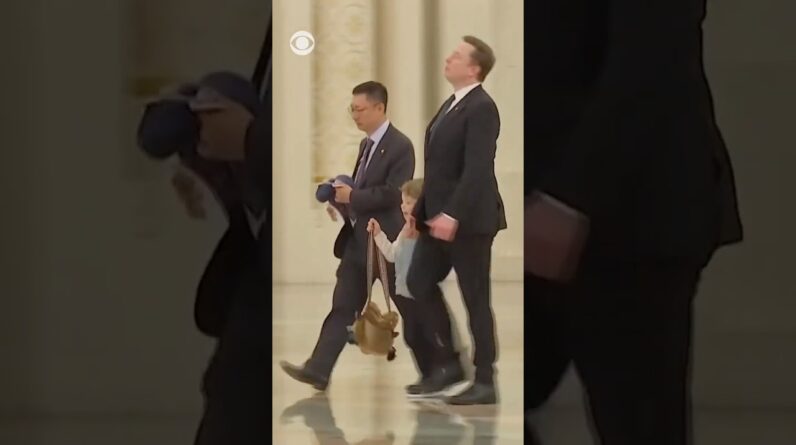 Elon Musk seen with his son, X Æ A-Xii, at Great Hall of the People in Beijing #shorts