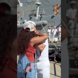 Sailors aboard USS Gerald R. Ford return home after record deployment #shorts