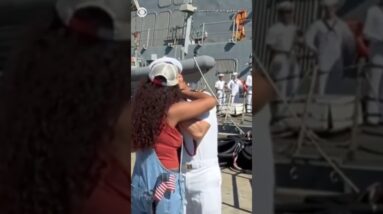 Sailors aboard USS Gerald R. Ford return home after record deployment #shorts