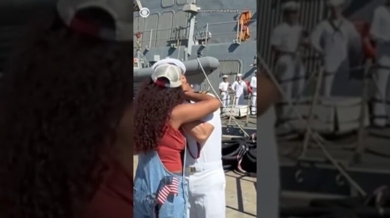 Sailors aboard USS Gerald R. Ford return home after record deployment #shorts